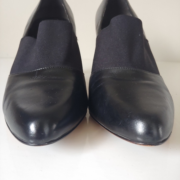 Arturo Chiang Black Leather Heels Size 8.5 - Picture 4 of 8